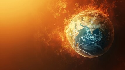 The earth is on fire. Global warming concept.