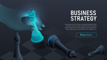 Chess business strategy vector banner