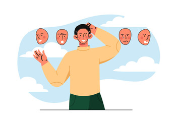 Man with mask of emotion vector