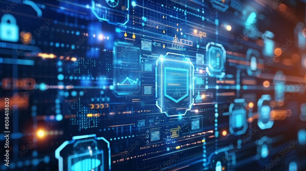 Aufkleber technology concept: endpoint security solutions, various endpoint security solutions.