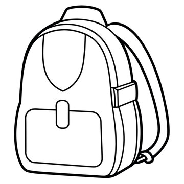 recommend clip art: Backpack outline coloring book page line art illustration digital drawing
