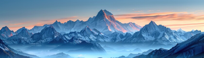 a mountain range display including tops from every landmass representing the different normal magnificence all over the planet - obrazy, fototapety, plakaty