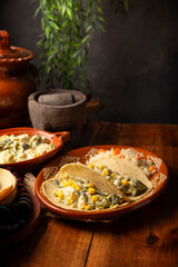 Rajas with Cream. Very popular dish in Mexico that consists of strips of poblano chili with cream,...