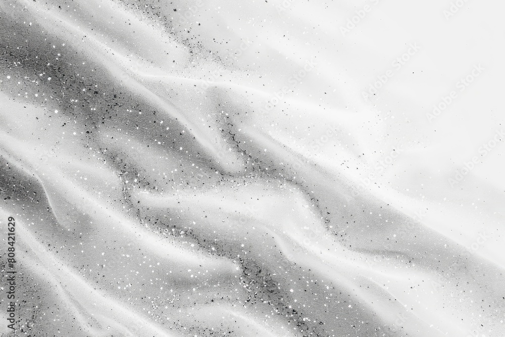 Poster a white fabric with a pattern of snowflakes and a few other small shapes. the snowflakes are scatter