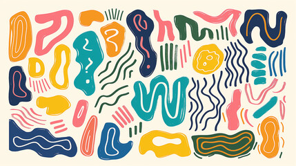 Repeating pattern with colorful hand-drawn hearts and hands for love cards, decorations or summer designs