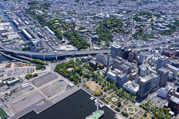 港の見える丘公園と横浜街並み・2024撮影・Aerial view
