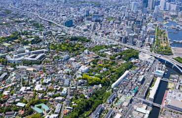 港の見える丘公園と横浜街並み・2024撮影・Aerial view