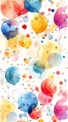 A whimsical watercolor design with playful polka dots in bright colors and celebratory ribbons, perfect for birthdays