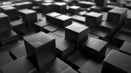A seamless grid of cubes that appear to alternate between protruding and receding, creating a sense of movement and instability, 3D, Necker cube