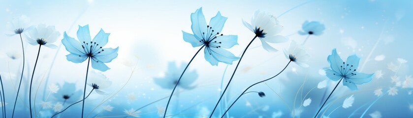 Delicate Blue Background with Flower