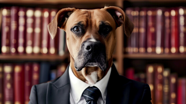 A dog in a suit