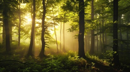 the mystical allure of an enchanted forest, where towering trees whisper secrets. Generative Ai