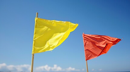 Macro shot of a semaphore flag signaling system, visual signaling communication