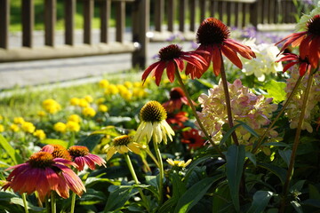 공원에는 꽃들이 만발하여 아름답습니다
