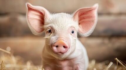 Young piglet with large, curious eyes