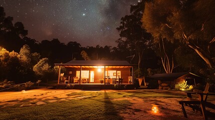 Immerse yourself in the enchanting glow of the Starlit Valley Retreat. Generative Ai