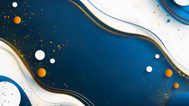 Poster template background bussines blue white gold. Generative AI