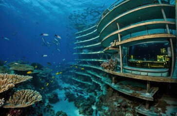 Underwater Observatory with Marine Life