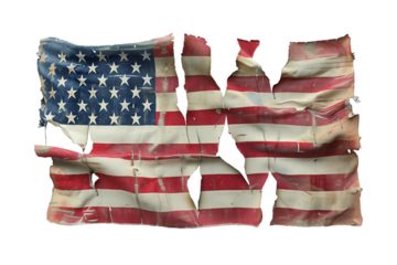 torn USA flag, no background, PNG image
