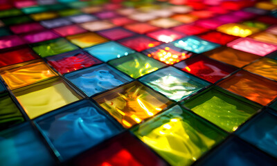 Stained-glass square blog full color.  - 808433243