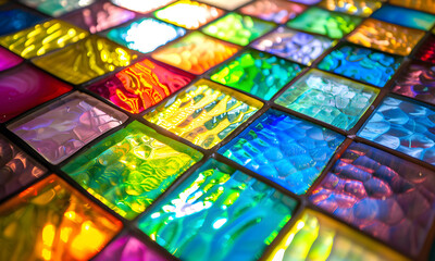 Stained-glass square blog full color.  - 808433256