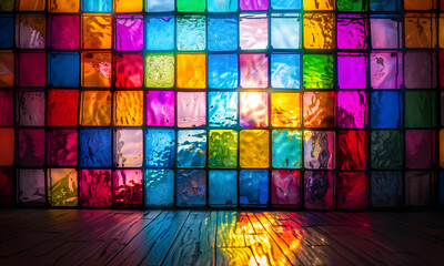 Stained-glass square blog full color.  - 808433295