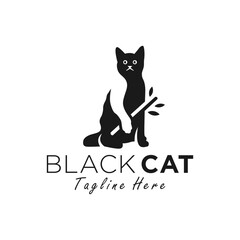 black cat illustration logo
