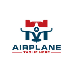 airplane logo with the letter M