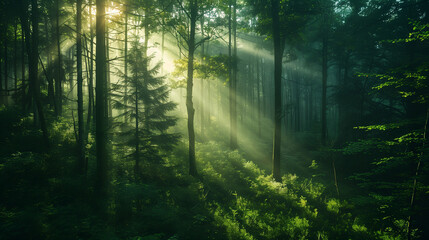 Obraz premium green forest beautiful landscape 