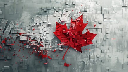 Canada Day Banner Background Design of Flag with maple leaf