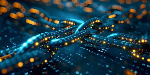 A chain of links on a digital background