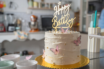 Birthday cake with butterflies