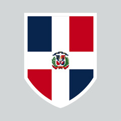 Fototapeta premium Dominican Republic Flag in Shield Shape Frame