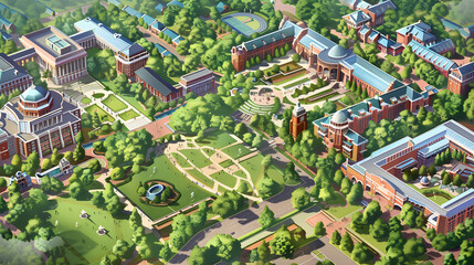 Fototapeta na wymiar Comprehensive and Detailed University Campus Map Highlighting Important Landmarks, Facilities, and Infrastructure