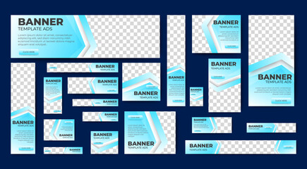 business background for web ad banner template with text and image spaces. vector