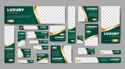 Corporate web banners of standard size with a place for photos. Vertical, horizontal and square template