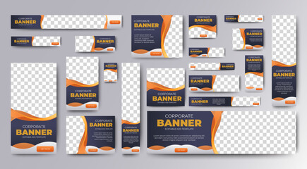 business web banners template design with image space. vector