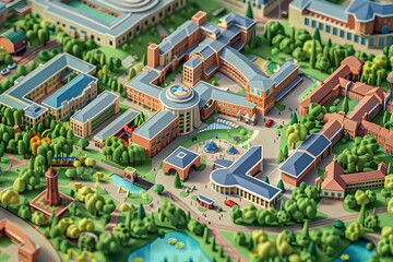 Comprehensive and Detailed University Campus Map Highlighting Important Landmarks, Facilities, and Infrastructure