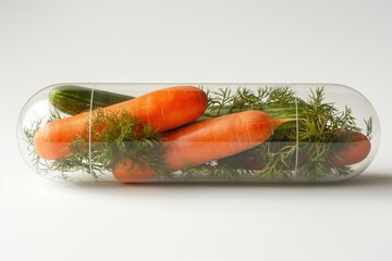 carrots and vegetables in a capsule