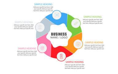 Double Circle icon based infographic template design, business infographic in circle shape