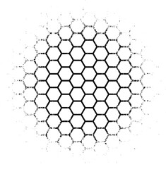 Rough, irregular texture composed of monochrome geometric elements. distressed grunge hexagon . Abstract vector illustration. Isolated on white background. Vector Format