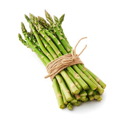 Fresh asparagus bunch, isolated white, Ai Generated