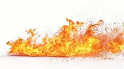 Large fire in the shape on a white background, a high resolution, highly detailed, photorealistic image.