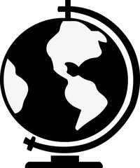 Minimalist illustration of a globe with world map.