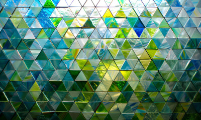 triangle stained-glass cool tone color - 808446076