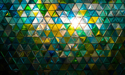 triangle stained-glass cool tone color - 808446099