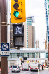 Traffic signal on downtown city street