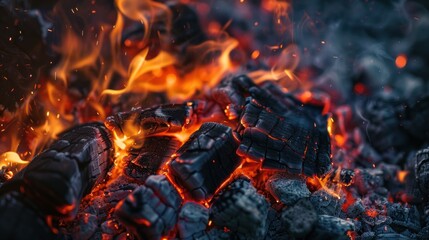 A pile of burning wood with a lot of smoke and fire