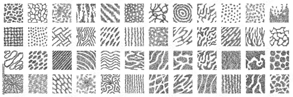 Poster organic texture pattern shape collection. hand drawn sketch design with crosshatch line. vector illu