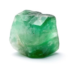 A polished aventurine nugget with a shimmering green hue, isolated against a white background, Ai Generated